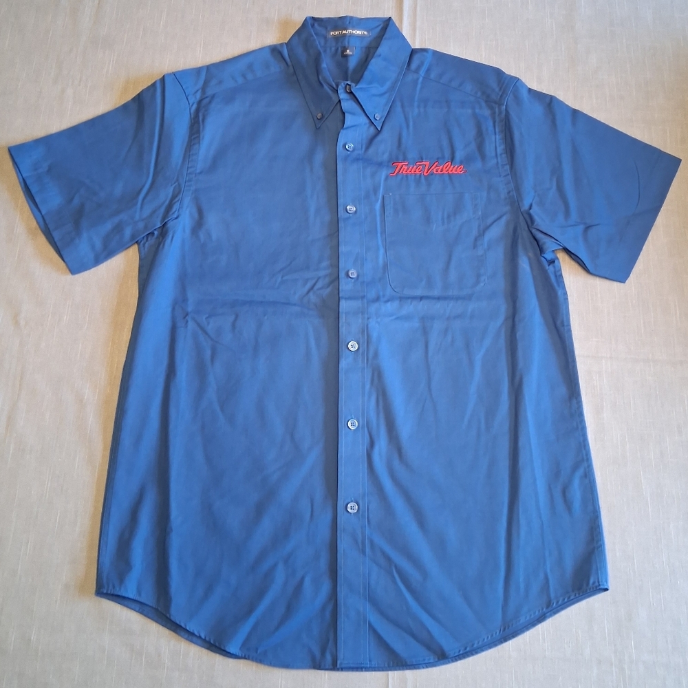 Port Authority True Value Men’s Short Sleeve Button Down Work Shirt - Blue NWOT